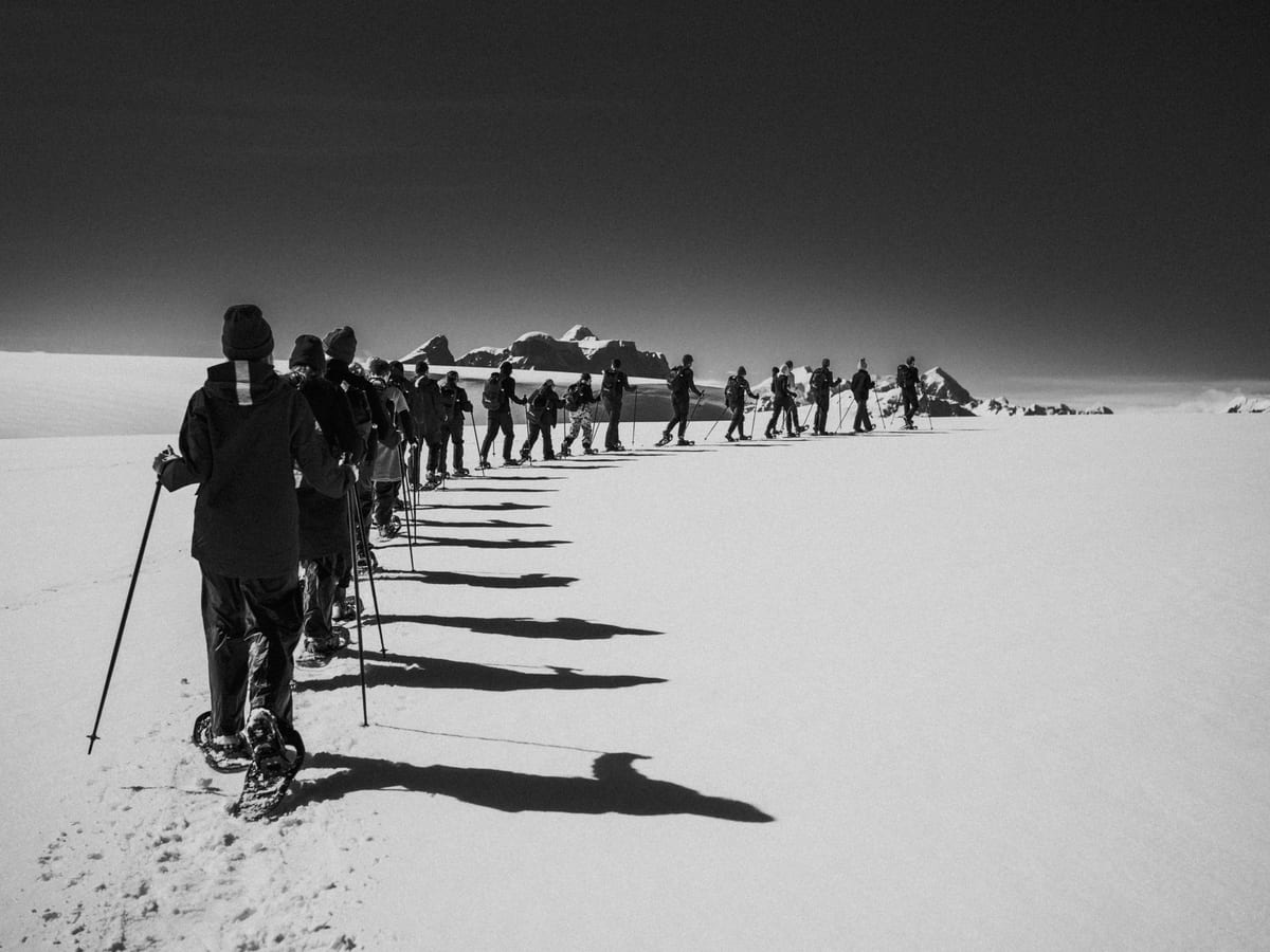 Polar expedition team on a snowy landscape